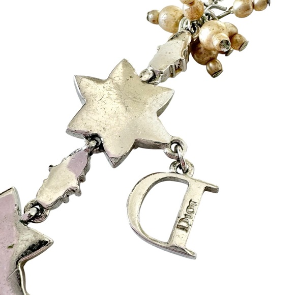 Dior Champagne Pearl & Silver Spell Out Engraved Adjustable Necklace - Picture 11 of 15